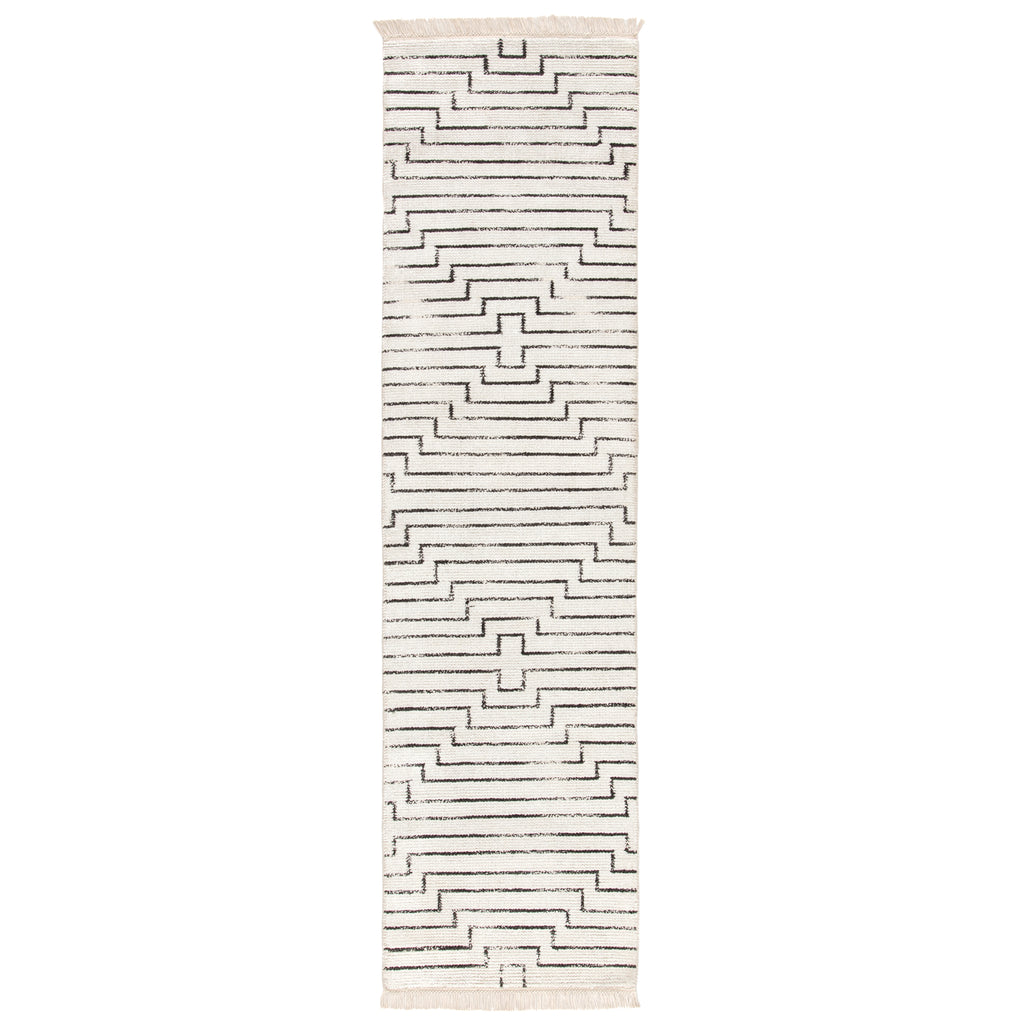 Jaipur Living Alloy Handmade Geometric White/ Black Runner Rug (2'6"X10')