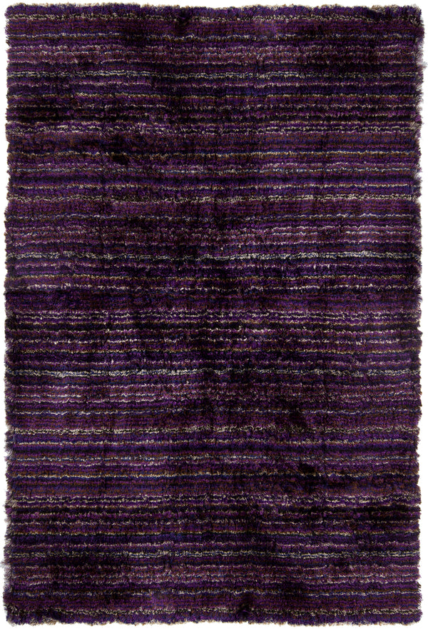 Chandra Rugs Savona 100% Polyester Hand-Woven Contemporary Shag Rug Purple/Grey/Blue 9' x 13'