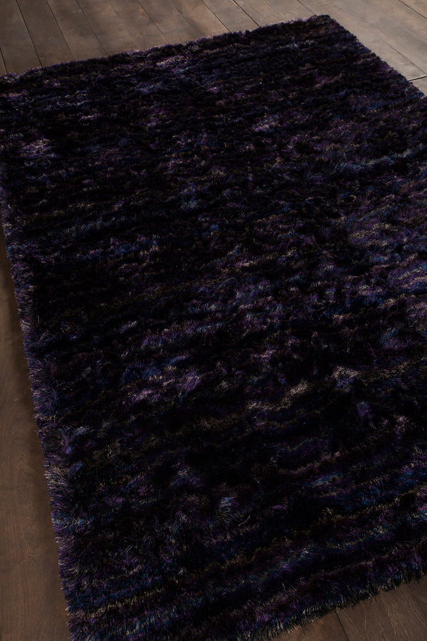 Chandra Rugs Savona 100% Polyester Hand-Woven Contemporary Shag Rug Purple/Grey/Blue 9' x 13'
