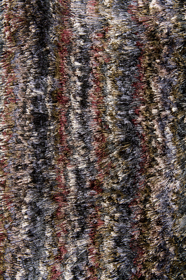 Chandra Rugs Savona 100% Polyester Hand-Woven Contemporary Shag Rug Blue/Beige/Burgundy 9' x 13'