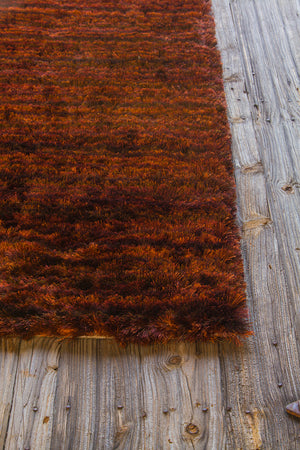 Chandra Rugs Savona 100% Polyester Hand-Woven Contemporary Shag Rug Red/Orange/Brown 9' x 13'