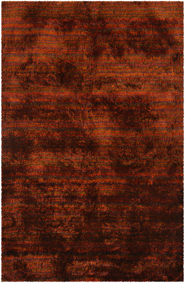 Chandra Rugs Savona 100% Polyester Hand-Woven Contemporary Shag Rug Red/Orange/Brown 9' x 13'