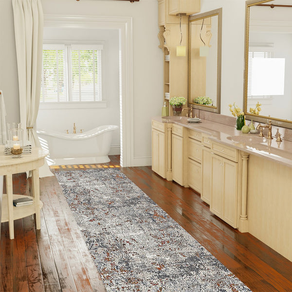 AMER Rugs Savannah SAV-7 Power-Loomed Abstract Modern & Contemporary Area Rug Ivory/Gray 2'8" x 10'