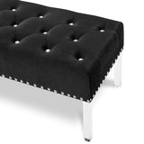 New Classic Furniture Vivian Black Velvet Bench With Crystal Buttons SB006-25-BLK