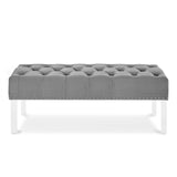New Classic Furniture Vivian Gray Velvet Bench With Crystal Buttons SB006-25-LGY