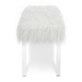 New Classic Furniture Marilyn Upholstered White Glam Faux Fur Bench SB010-25-WHT