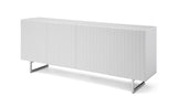 Wally Buffet, 5Mm Pure Tempered White Glass Top, High Gloss White,