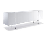 Struttura Buffet Large, High Gloss White, Adjustable Shelves, Polished Stainless Steel Legs.