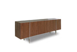 Struttura Buffet Large, Walnut Veneer, Adjustable Shelves, Polished Stainless Steel Legs