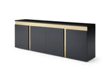 Sumo Buffet Matt Black. Polished Gold Stainless Steel Frame.