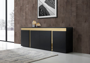 Sumo Buffet Matt Black. Polished Gold Stainless Steel Frame.