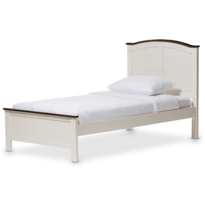 Baxton Studio Harry Classic Butter Milk and Walnut Finishing Twin Size Platform Bed