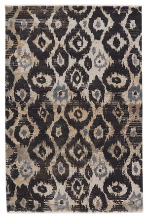 Nikki Chu by Jaipur Living Livio Ikat Black/ Tan Runner Rug (2'6"X8')