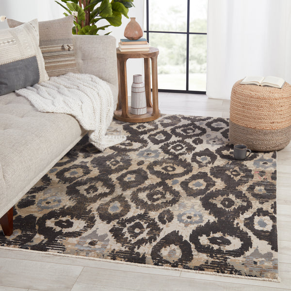Nikki Chu by Jaipur Living Livio Ikat Black/ Tan Runner Rug (2'6"X8')