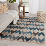 Nikki Chu by Jaipur Living Zevi Chevron Blue/ Beige Runner Rug (2'6"X8')