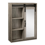 Walker Edison Barn Door Farmhouse/Rustic Sliding Barn Door Wall Storage with Mirror SBDBASMGW