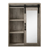 Walker Edison Barn Door Farmhouse/Rustic Sliding Barn Door Wall Storage with Mirror SBDBASMGW