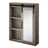 Walker Edison Barn Door Farmhouse/Rustic Sliding Barn Door Wall Storage with Mirror SBDBASMGW