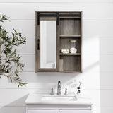 Walker Edison Barn Door Farmhouse/Rustic Sliding Barn Door Wall Storage with Mirror SBDBASMGW