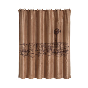 HiEnd Accents Jasper Embroidered Landscape Shower Curtain SC1761 Tan, Brown 100% polyester 72X72X0.3