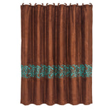 HiEnd Accents Wyatt Copper & Turquoise Scrollwork Shower Curtain SC1762 Brown, Turquoise 100% polyester 72x72x0.1