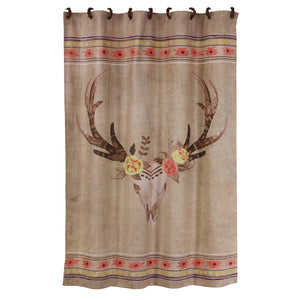 HiEnd Accents Desert Skull Shower Curtain SC1812 Tan, Pink 100% polyester 72x72x0.5