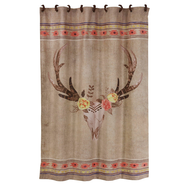 HiEnd Accents Desert Skull Shower Curtain SC1812 Tan, Pink 100% polyester 72x72x0.5