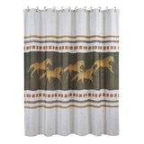 HiEnd Accents Running Remuda Shower Curtain SC2105 White/Brown/Gold 80% polyester, 20% linen 72x72