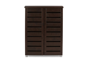 Baxton Studio Adalwin Modern and Contemporary 2-Door Dark Brown Wooden Entryway Shoes Storage Cabinet