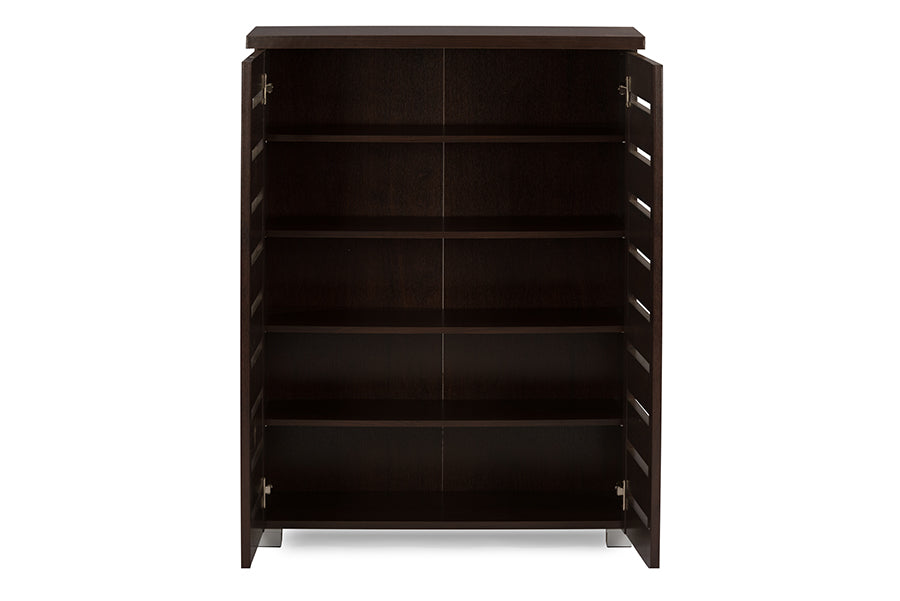 Adalwin Modern Contemporary Dark Brown Shoe Cabinet English Elm