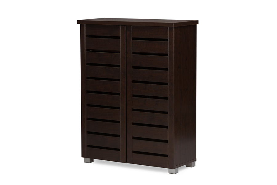 Adalwin Modern Contemporary Dark Brown Shoe Cabinet English Elm