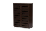 Baxton Studio Adalwin Modern and Contemporary 2-Door Dark Brown Wooden Entryway Shoes Storage Cabinet