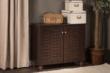 Baxton Studio Winda Modern and Contemporary 2-Door Dark Brown Wooden Entryway Shoes Storage Cabinet