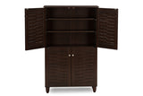 Baxton Studio Winda Modern and Contemporary 4-Door Dark Brown Wooden Entryway Shoes Storage Cabinet