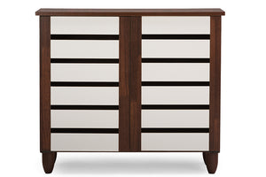 Baxton Studio Gisela Oak and White 2-tone Shoe Cabinet With 2 Doors