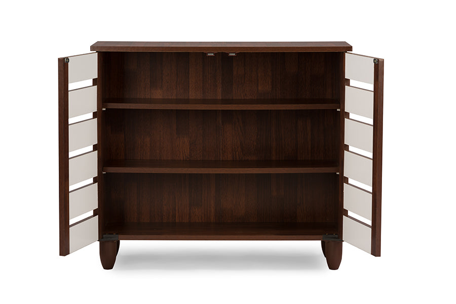 Gisela Oak and White Shoe Cabinet English Elm