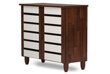 Baxton Studio Gisela Oak and White 2-tone Shoe Cabinet With 2 Doors