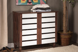 Baxton Studio Gisela Oak and White 2-tone Shoe Cabinet With 2 Doors