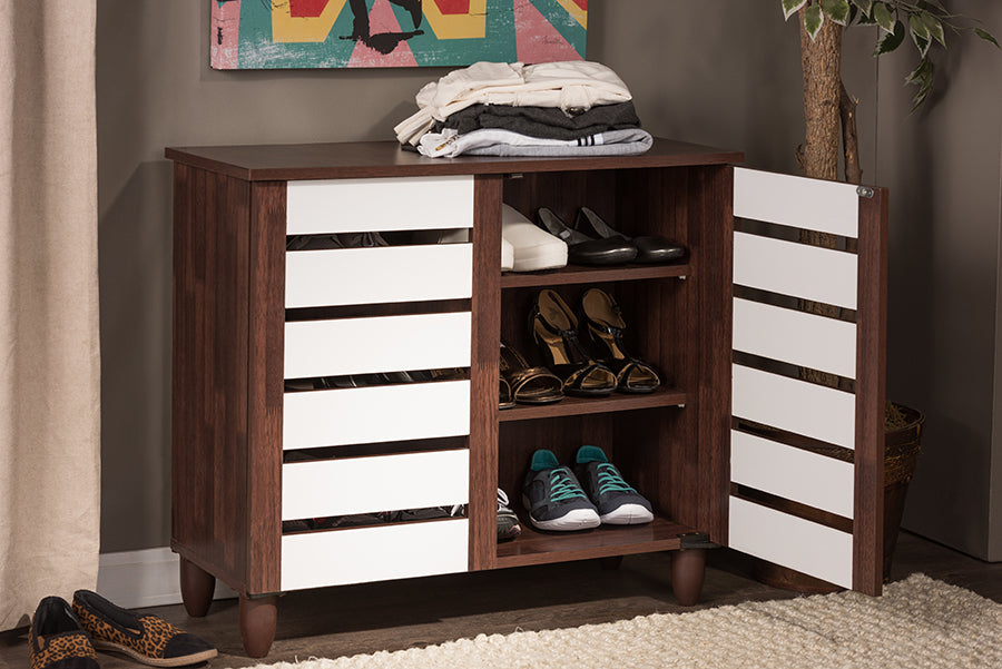 Gisela Oak and White Shoe Cabinet English Elm