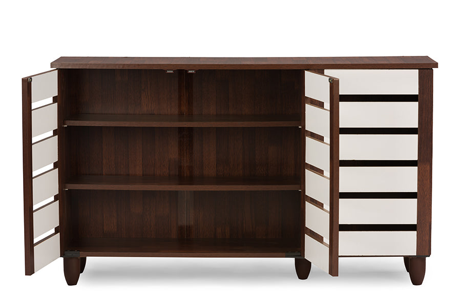 Gisela Oak and White Shoe Cabinet English Elm