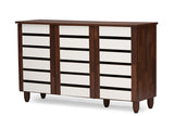 Baxton Studio Gisela Oak and White 2-tone Shoe Cabinet With 3 Doors