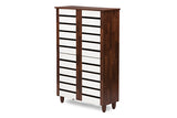 Baxton Studio Gisela Oak and White 2-tone Shoe Cabinet With 4 Door