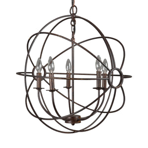 Yosemite Home Decor 5 Light Orb Chandelier In Rustic Black SCFP2005-5-RS-YHD