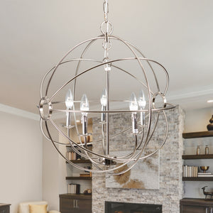 Yosemite Home Decor 5 Light Orb Chandelier In Satin Nickel SCFP2005-5-SN-YHD