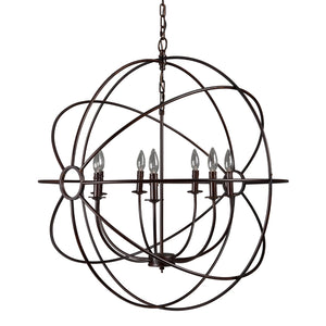 Yosemite Home Decor 7-Light Orb Chandelier In Rustic Black SCFP2005-7-RS-YHD