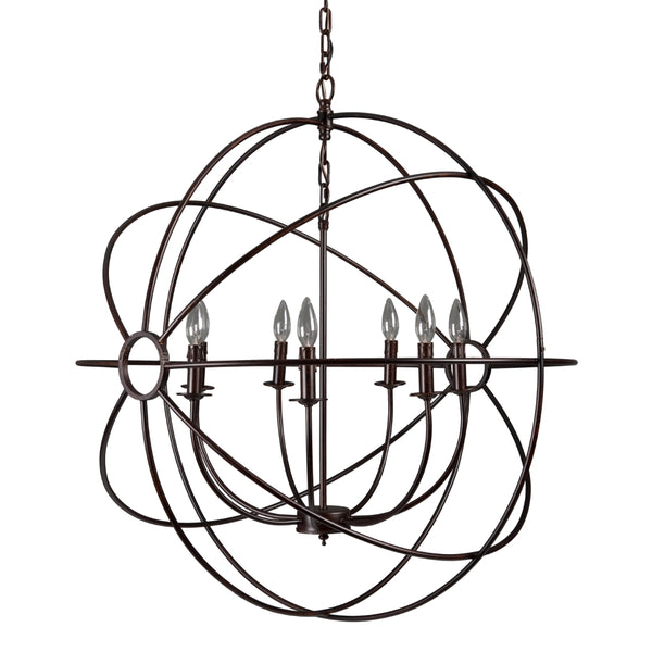 Yosemite Home Decor 7-Light Orb Chandelier In Rustic Black SCFP2005-7-RS-YHD