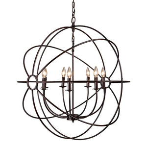 Yosemite Home Decor 7-Light Orb Chandelier In Rustic Black SCFP2005-7-RS-YHD