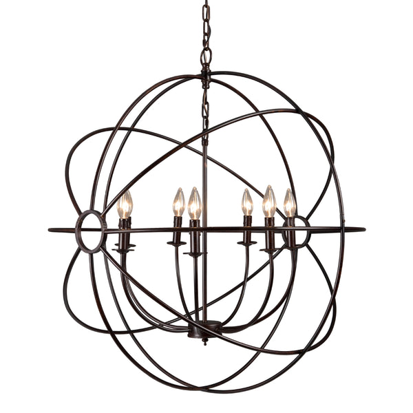 Yosemite Home Decor 7-Light Orb Chandelier In Rustic Black SCFP2005-7-RS-YHD