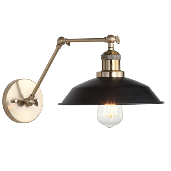 Kingston Modern Wall Sconce - Luxurious Brass Gold & Black Design, Adjustable Arm, Industrial Charm