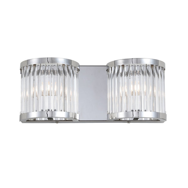 Karter Two Light Wall Sconce - Elegant Art Deco Chrome Fixture for Stylish Home Ambiance & Lighting
